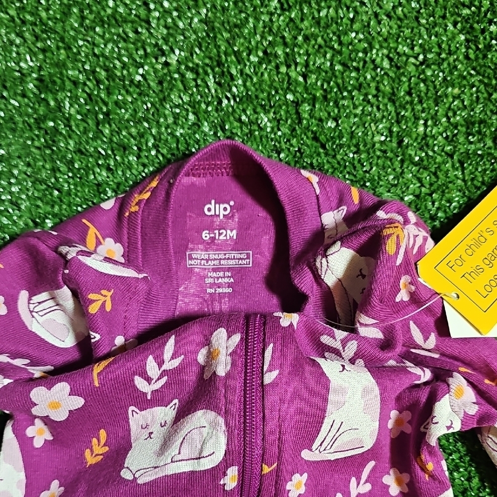 Purple Baby Girl Footie with Cat Design - Picture 3 of 4